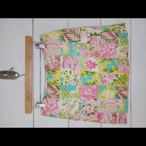 Vintage 90s JN Apparel size 10 pink yellow & green floral skort